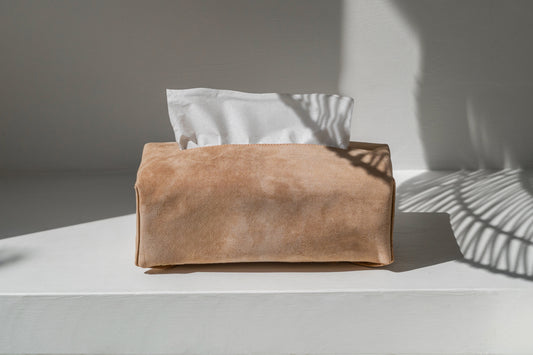 Suede Leather Tissue Holder